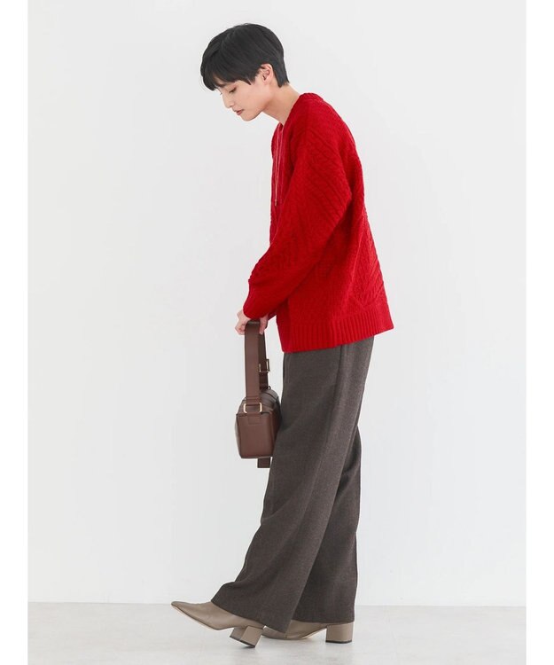 AMERICAN HOLIC パッチワークケーブルニットチュニック Red