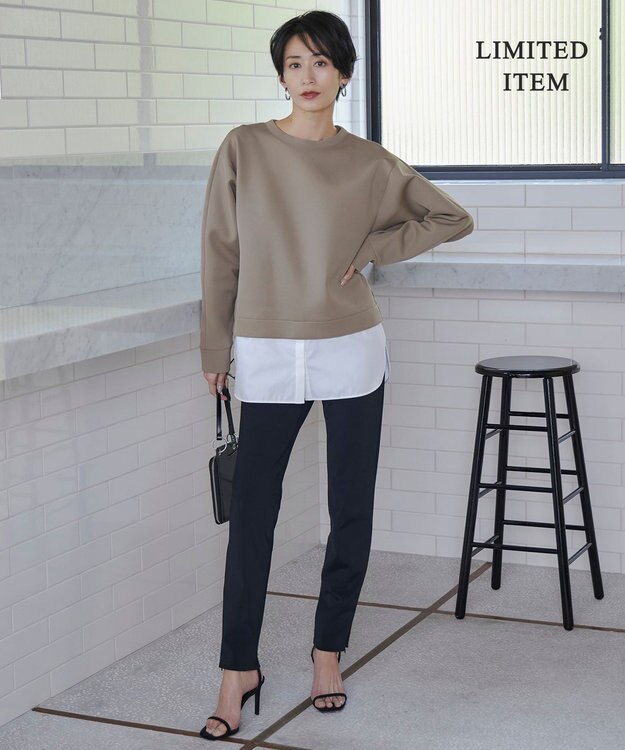 ICB 【WEB限定・洗える】 ヘヴィダンボール シャツコンビプルオーバー ライトモカ系