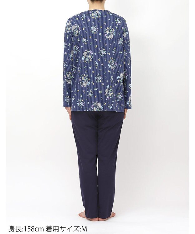 WACOAL パジャマ 長袖 長ズボン 綿100%(本体) スムース素材 ミントン レディース NDX562 /ワコール コン