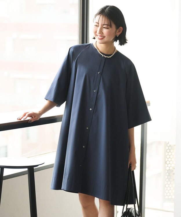 #Newans Aラインロングチュニック ネイビー