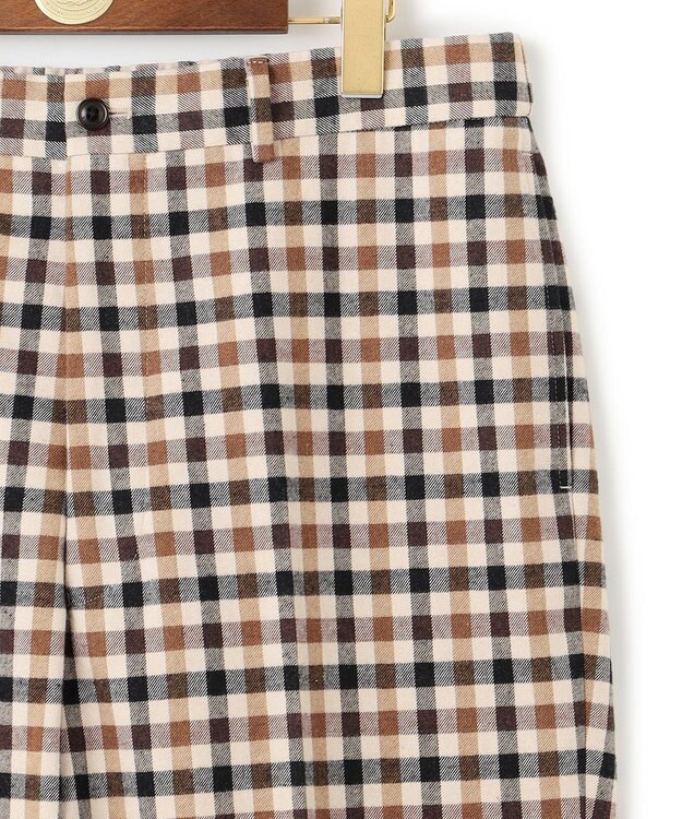 J.PRESS MEN カシミヤタッチワイド イージーチェックパンツ ブラウン系3