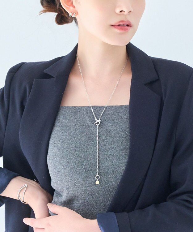 Phoebe 【金属アレルギー対応】ミニマルチェーンロングコインネックレス　シルバー　ニッケルフリー シルバー