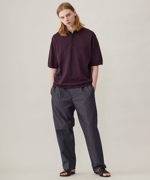 UNFILO MENS FINE MOVE ニットポロ [24年春夏商品] ボルドー