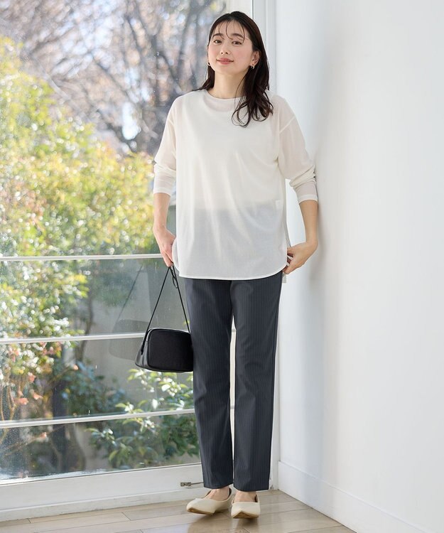 ANY L 【新色追加/洗濯機可/UVカット/ウエストゴム/ストレッチ】7daysデイリーパンツ ストライプ