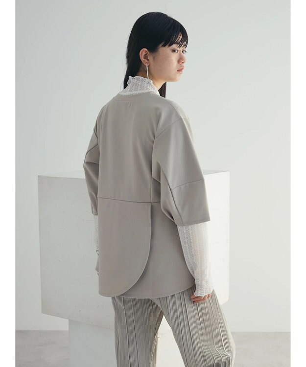 Green Parks armonia. ペプラム切替トップス Gray Beige