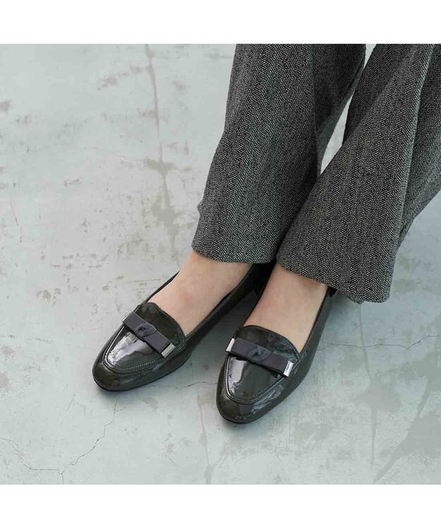 Riz raffinee 【レイン対応】リボンローファー ダークグレーエナメル