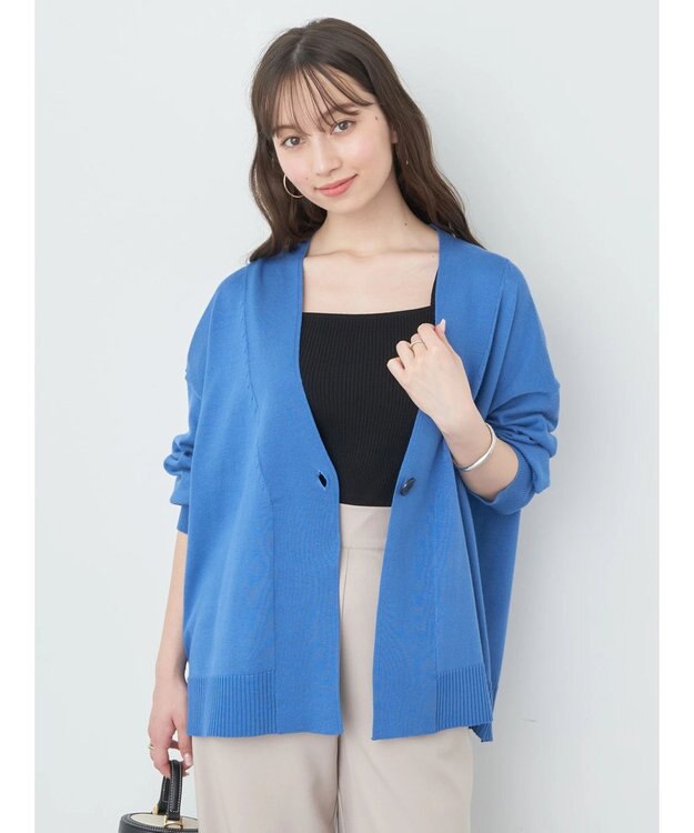 earth music&ecology ＵＶカット加工　ＢＩＧカーディガン Blue