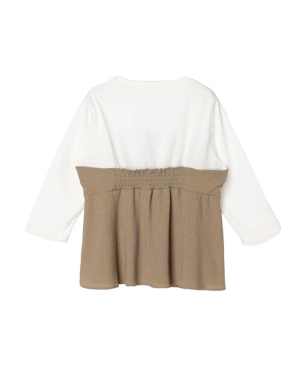 Green Parks ７分袖ビスチェドッキング風カットプルオーバー Beige