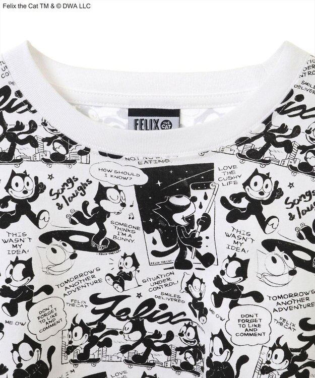 Green Parks ■ＦＥＬＩＸ　総柄ｐｔ　ロンＴＥＥ White×Black