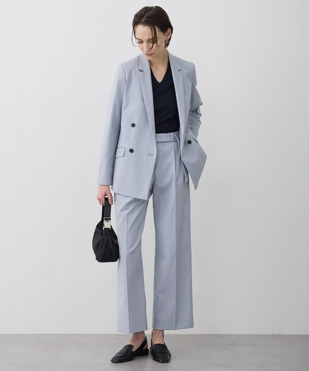 ICB L シンセティックフルニードル Vネックニット ネイビー×ブラック配色