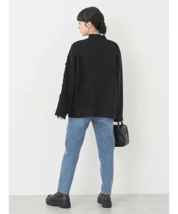 earth music&ecology 袖ボタンニットプルオーバー Black