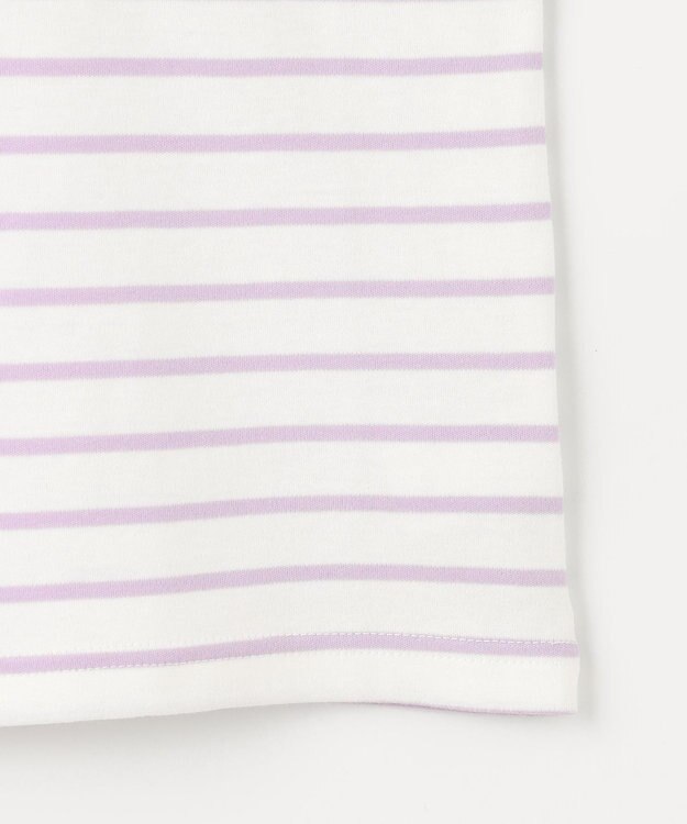 ANY KIDS リボン×ボーダー長袖Tシャツ ラベンダー×エクリュ