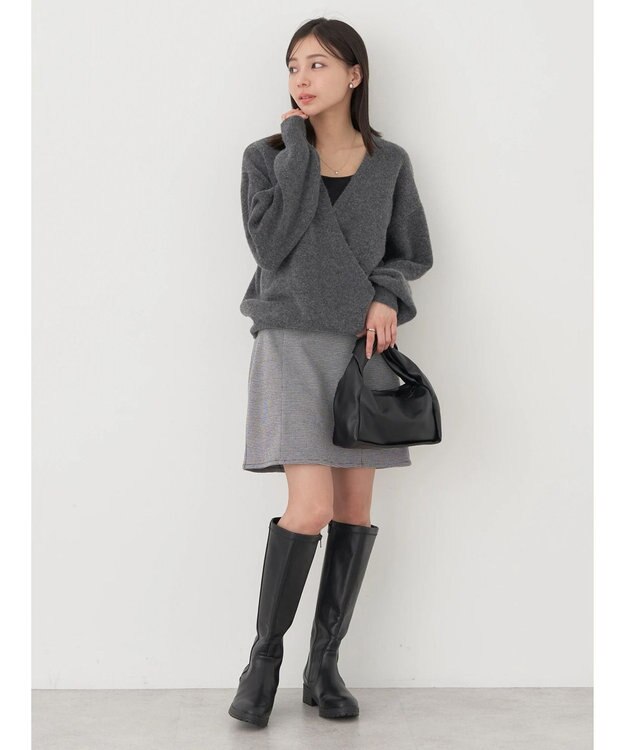 earth music&ecology カシュクールニットプルオーバー Gray