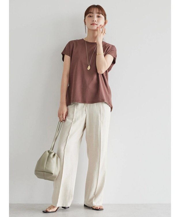 AMERICAN HOLIC キレイＣｏｔｔｏｎフレンチスリーブカットプルオーバー Brown