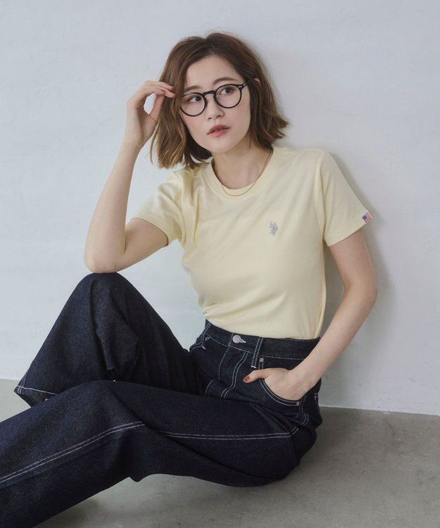 WEGO 【SMLサイズ展開】U.S. POLO ASSN.別注コンパクトTシャツ ライトイエロー