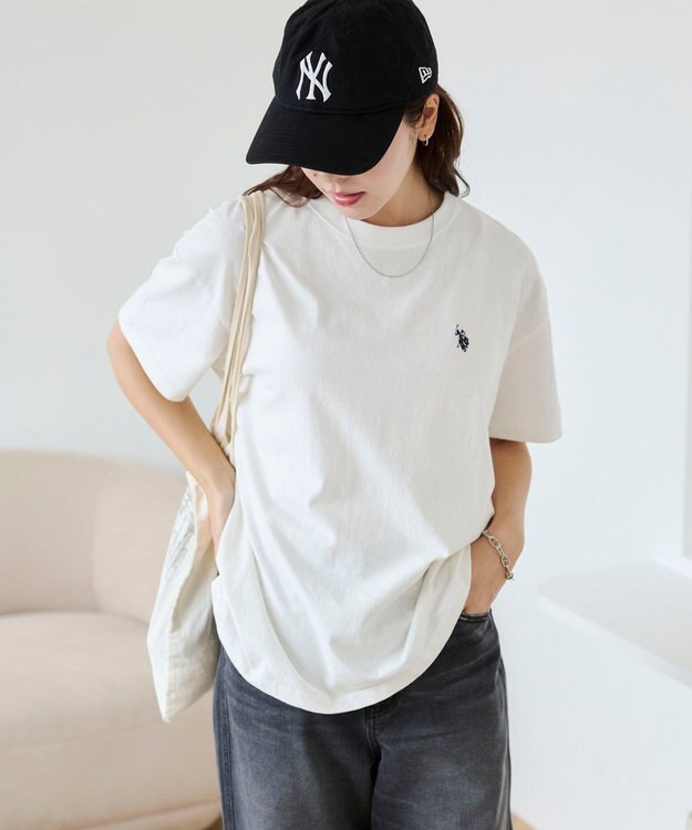 WEGO 【洗える/綿100%】USPOLOワンポイントTシャツ ホワイト