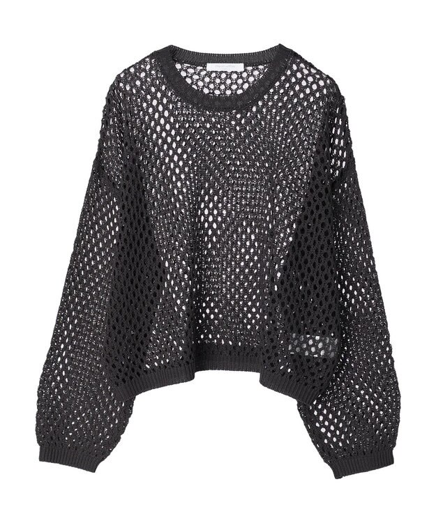 Green Parks メッシュ編みニットプルオーバー Dark Gray