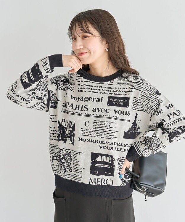 Green Parks ・ｆｕｒｒｙ　ｒａｔｅ　ジャカードニットプルオーバ Gray