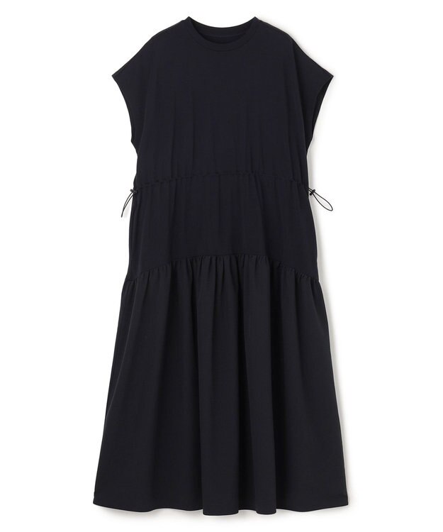 UNFILO L BEAUTY-FORM T コンビティアード ワンピース ネイビー×ネイビー