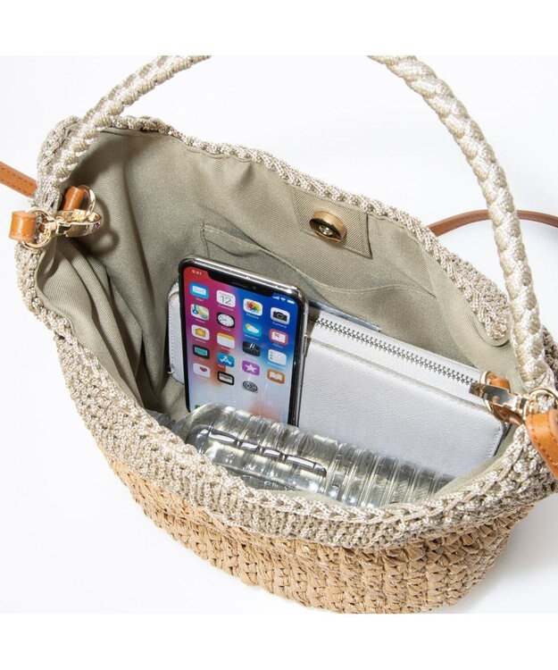 UNBILLION cachecache 切り替え編みワンハンドル2wayミニトート オーク