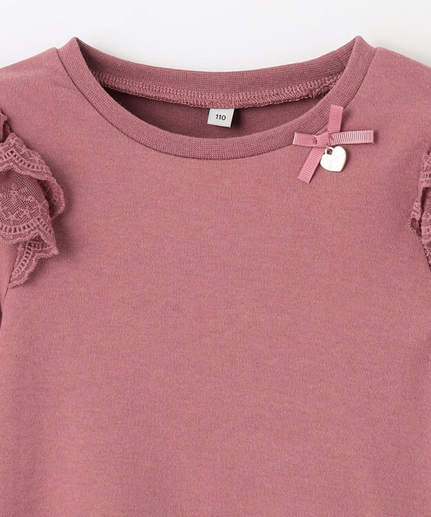 ANY KIDS 袖 レース ガーリー Ｔシャツ ローズピンク