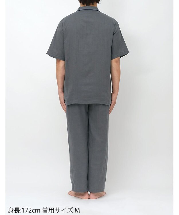 ワコール／睡眠科学 メンズ パジャマ 5分袖 半袖 9分丈 綿100%(天綿)(本体) 二重ガーゼ YGT145 睡眠科学／ワコール グレー