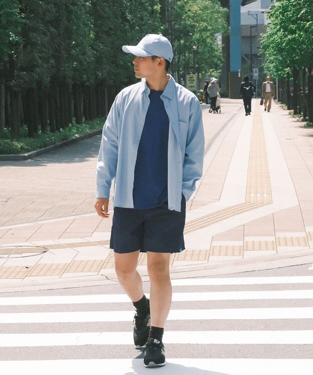 SHARE PARK MENS 【UVカット・撥水・ストレッチ】イージーデニムレギュラーカラーシャツ サックスブルー系