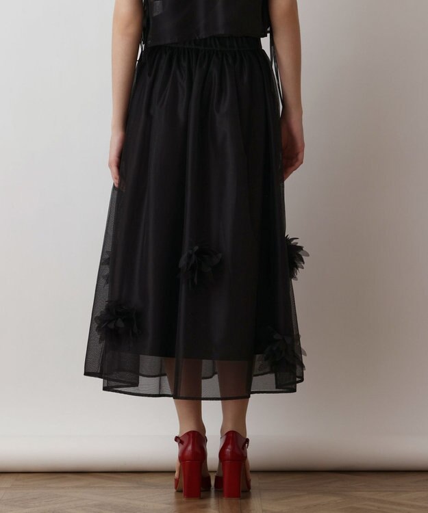 GRACE CONTINENTAL メッシュフラワースカート ブラック