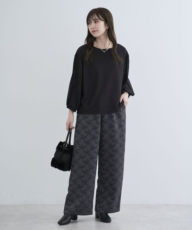 Green Parks ・ＳＵＧＡＲ　ＳＰＯＯＮ　リボンジャカードパンツ Charcoal Gray