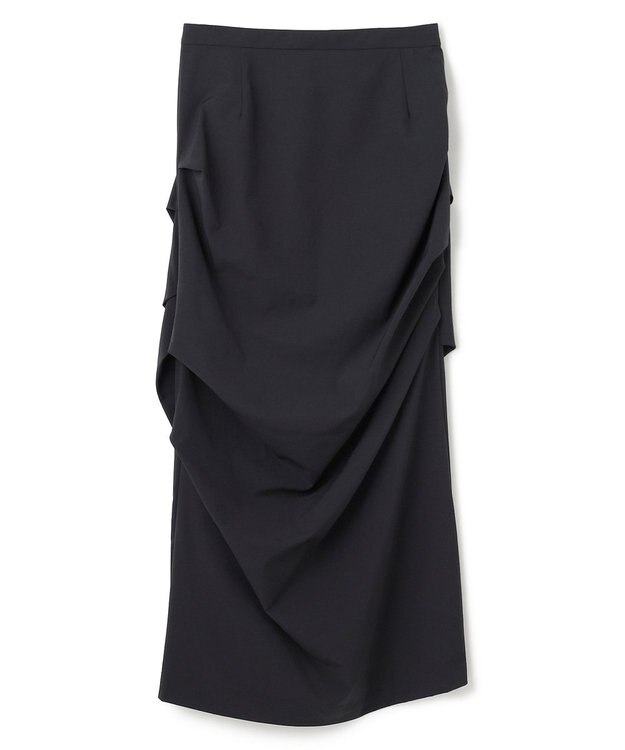 BEIGE， 【接触冷感/UVカット/洗える】YANN / サイドタックIラインロングスカート Black