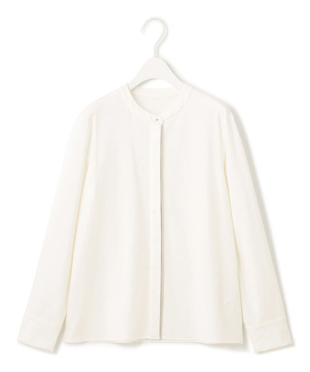 ICB L 【洗える】コンパクトモクロディ バンドカラーカットソー オフホワイト系