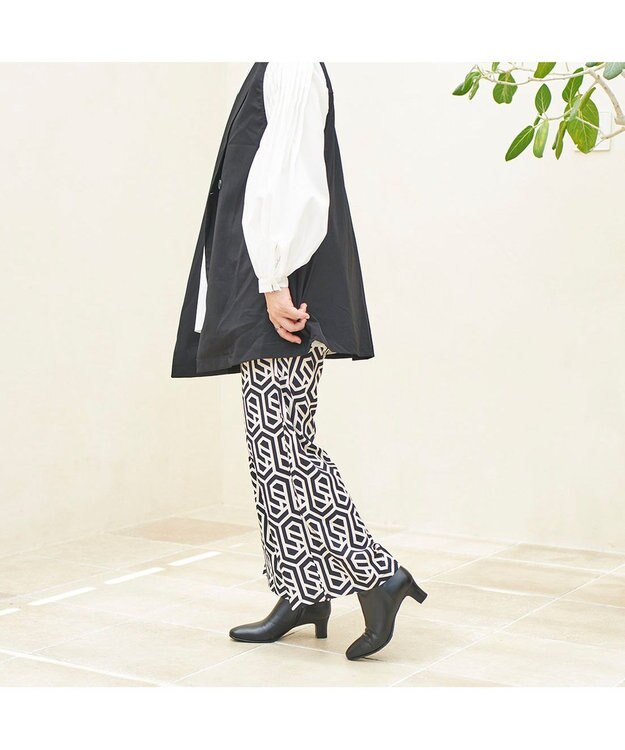 MODE ET JACOMO <D'ICI>ラウンドスクエアトゥショートブーツ ブラック