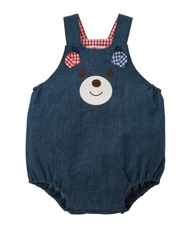 70-90cm】 顔ドン デニムロンパース / MIKI HOUSE HOT BISCUITS