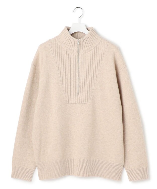 J.PRESS YORK STREET 【UNISEX】:ウールカシミヤ ハーフジップニット アイボリー系