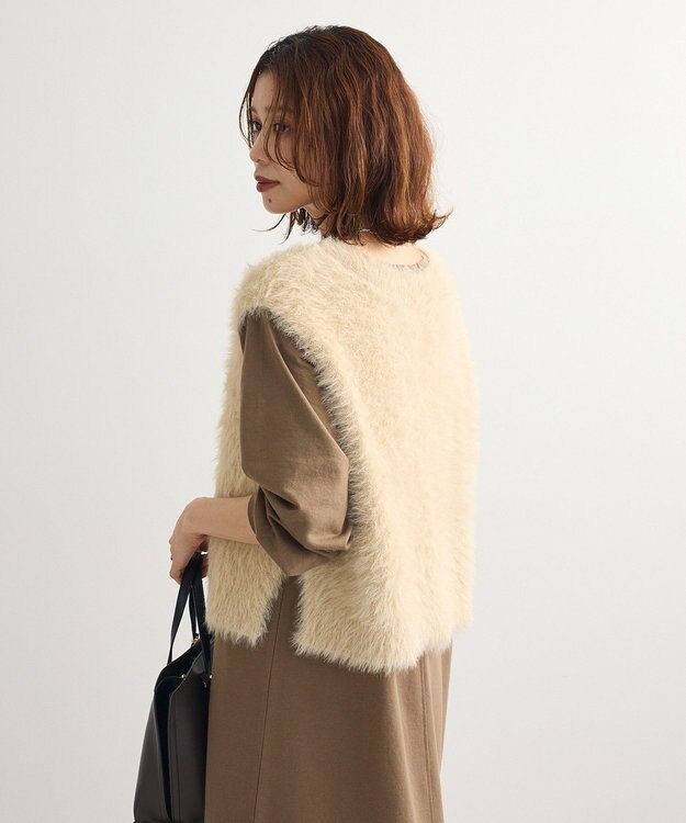 Green Parks ＳＥＴ２点ラメフェザーベスト＋ミニ裏毛ワンピース Beige
