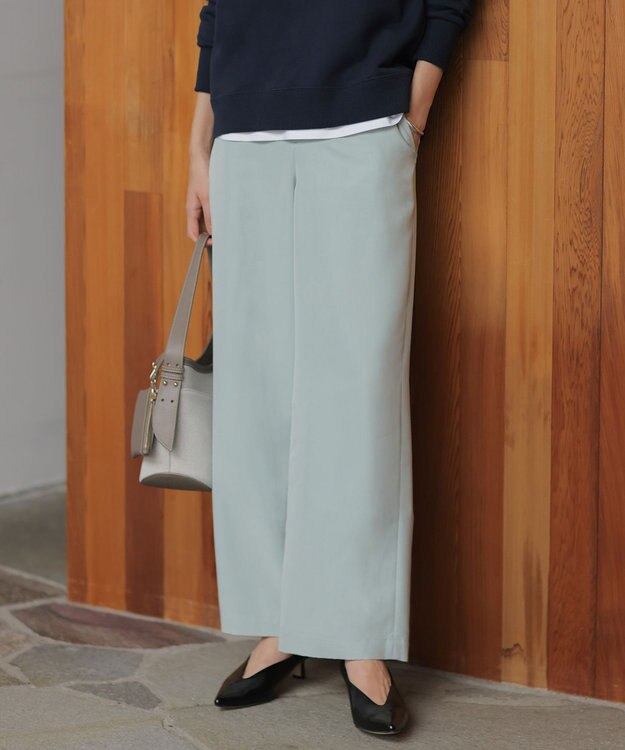 J.PRESS LADIES L Springピーチ セミワイド パンツ スモーキーミント系