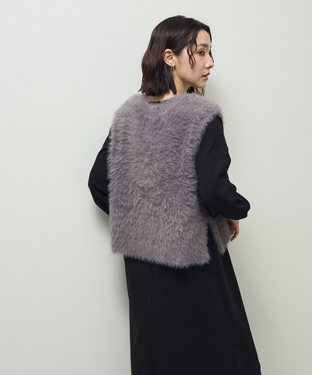 Green Parks ＳＥＴ２点ラメフェザーベスト＋ミニ裏毛ワンピース Gray