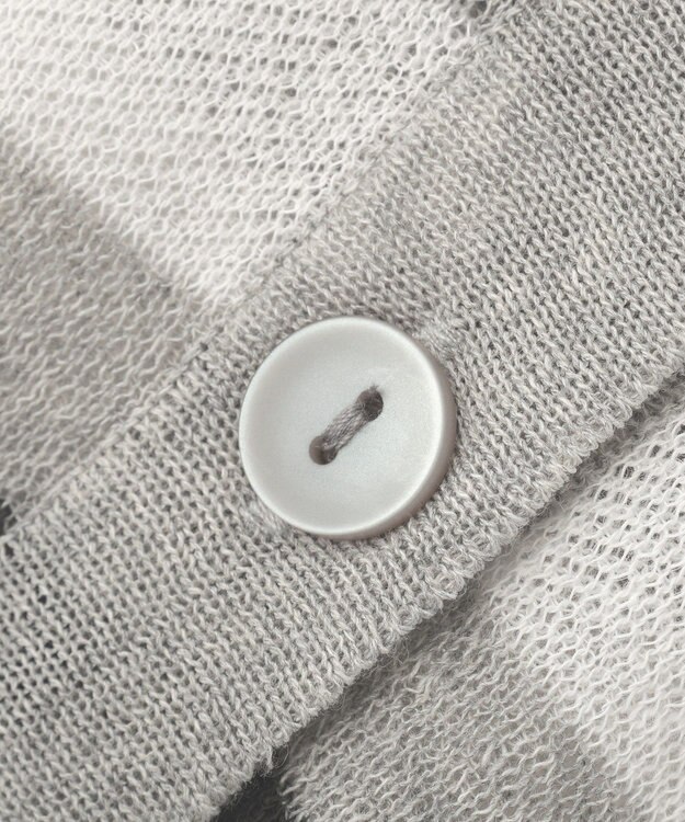 Green Parks 衿付き７分袖ニットプルオーバー Gray Mixture