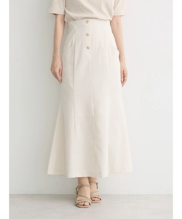 earth music&ecology フロントボタンマーメイドスカート Ivory