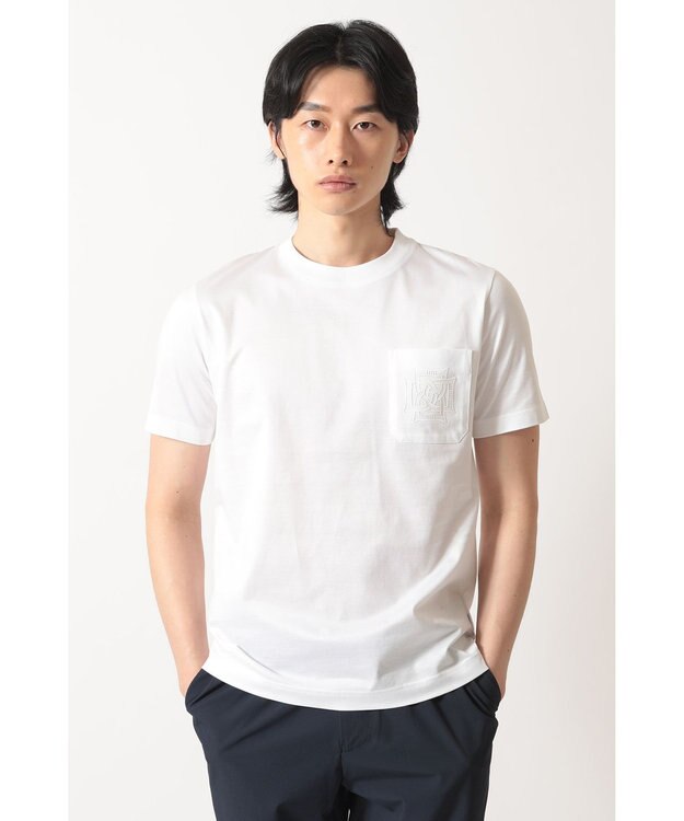 DAKS エンボスロゴ コットンTシャツ ホワイト