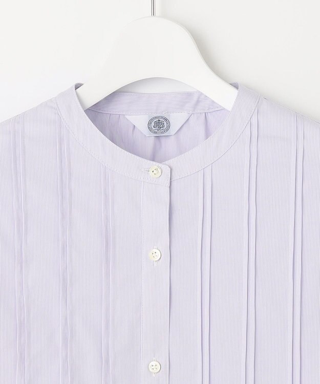 J.PRESS LADIES 【洗える】 BEZ VEGA ピンタック ストライプ ブラウス ふじ色系1