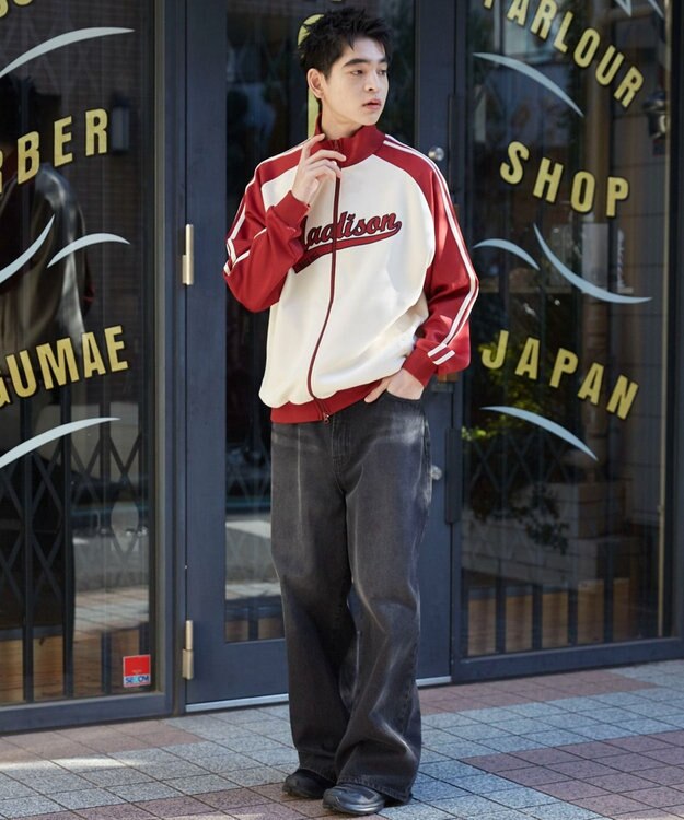 WEGO 【ユニセックス着用ITEM】ラグランライントラックジャケット ワイン