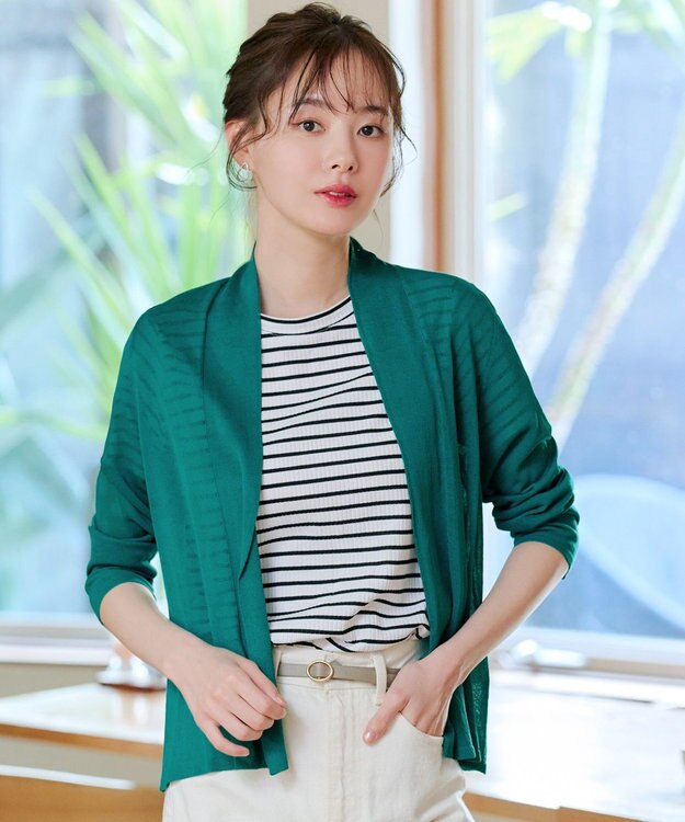 Tiaclasse 【小倉優子さん着用・UVケア・接触冷感】ショートトッパーカーディガン ターコイズ