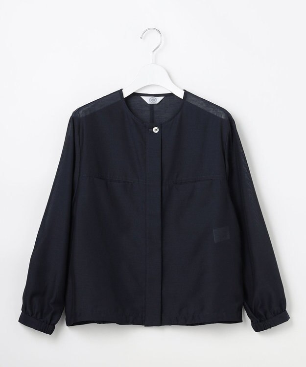 J.PRESS LADIES L 【季節の変わり目に】リネンシアースラブ ノーカラー ブルゾン ネイビー系