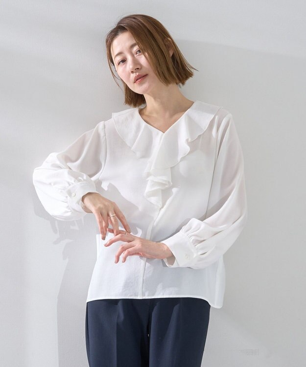 YECCA VECCA ラッフルブラウス White