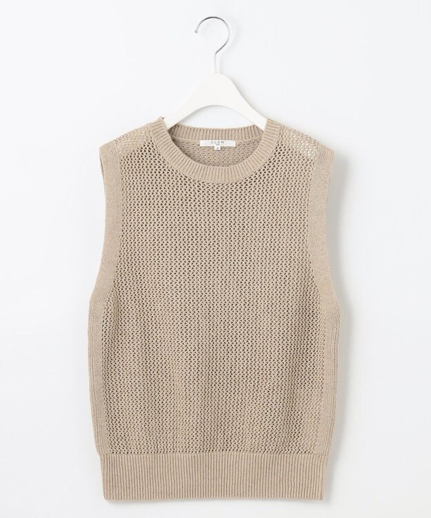 23区 【SLOW/洗える】メッシュニット ベスト アイボリー系