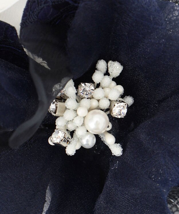 ANY SIS ツインレースフラワー コサージュ ネイビー×アイボリー