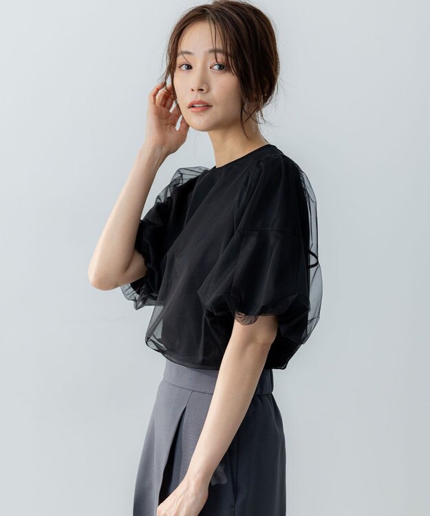 組曲 L 【VERY掲載・WEB限定】チュールカバー カットソー ブラック系