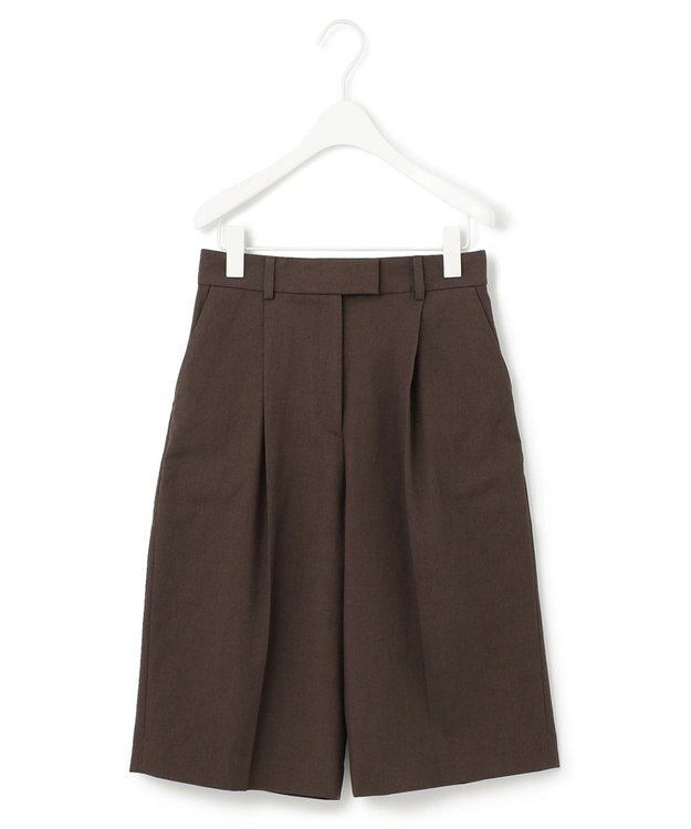 ICB 【洗える】 LooseWeave タックショートパンツ ダークブラウン系
