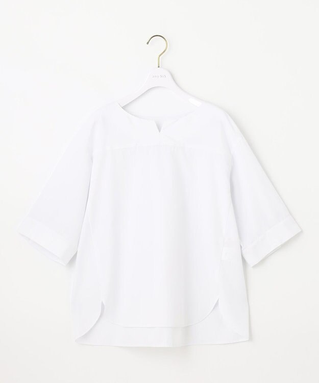 ANY SIS 【洗える】ノーカラーシャツ ブラウス オフホワイト